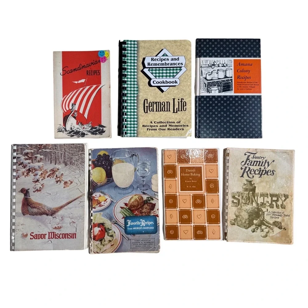 Scandinavian German Danish Vintage Cookbook Lot Amana Mid Century Recipes